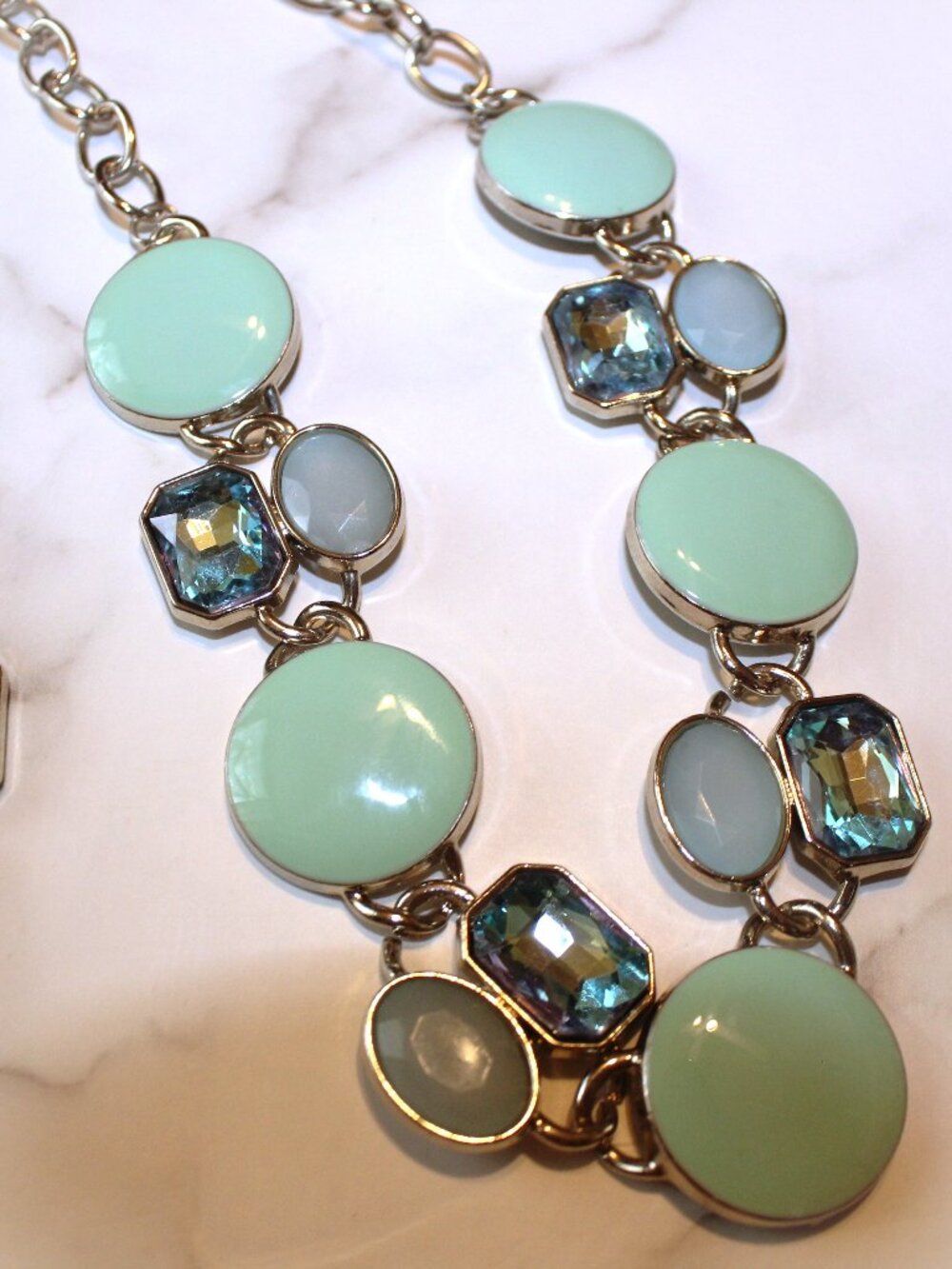 Paparazzi "Dreaming in MULTICOLOR" Mint Green Statement Necklace & Bracelet Set - Picture 3 of 7